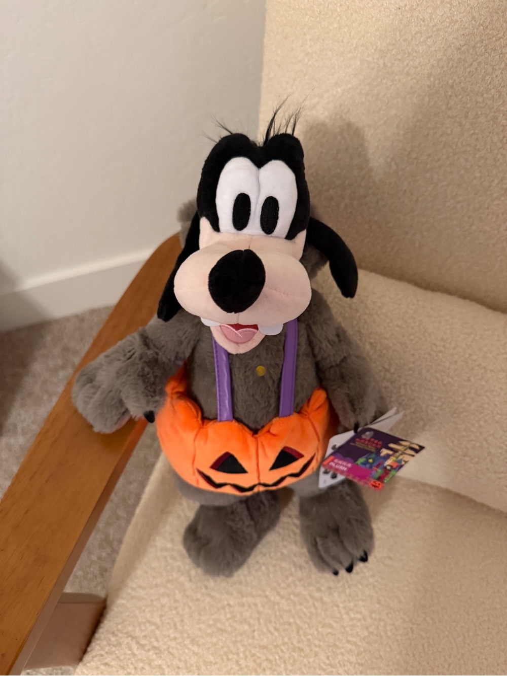 Plush Goofy Pumpkin/ wolf Halloween Costume - Orange & Gray Kids Plush